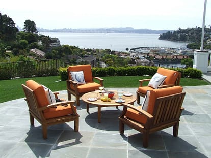 seating on a paved patio
