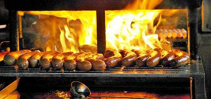 sausages being cooked
