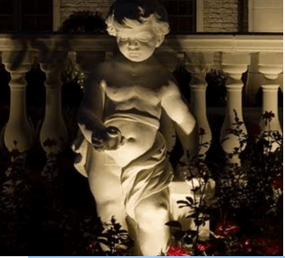 Statue lit by spotlight