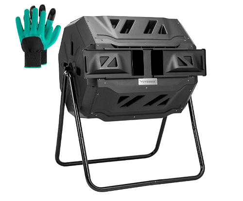 Compost bin with stand and gloves