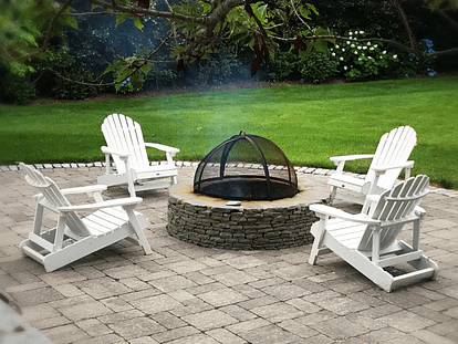 metal and stone firepit