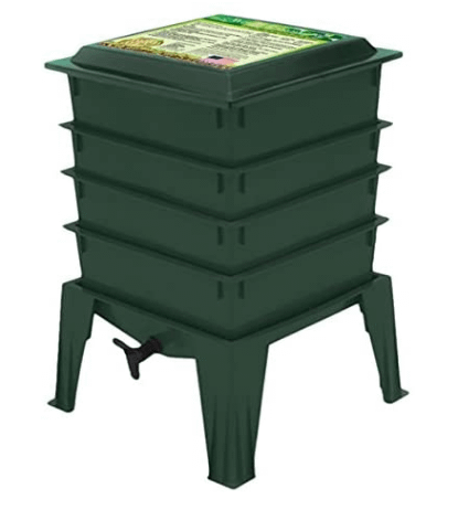 Green compost bin with stand