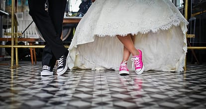 bride wearing sneakers
