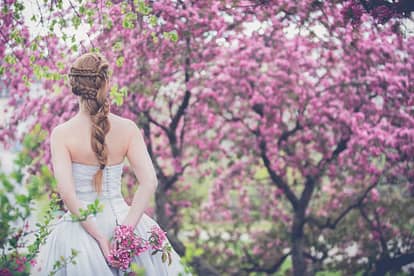 bride among trees