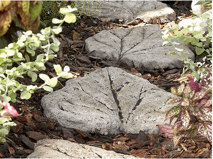 Stepping stones with leaf patterns